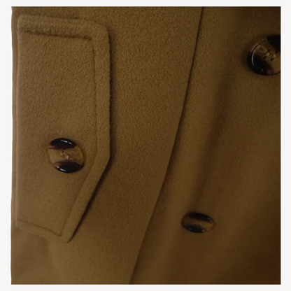 Women's Hooded Jackets Mid-Length Double Breasted Wool Blend Coat Turndown Collar 