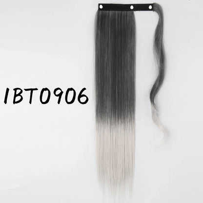 55cm Synthetic Long Straight Wrap Around Ponytail Clip In Hair Extension