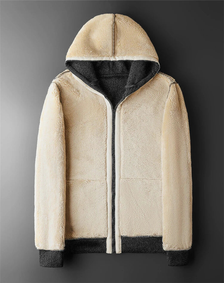 Winter lamb wool zippers with thick warm long sleeve jacket.