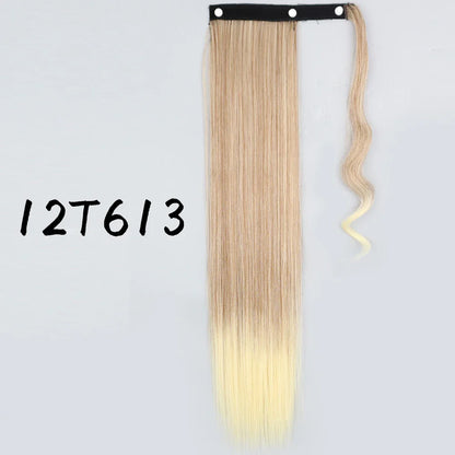 55cm Synthetic Long Straight Wrap Around Ponytail Clip In Hair Extension