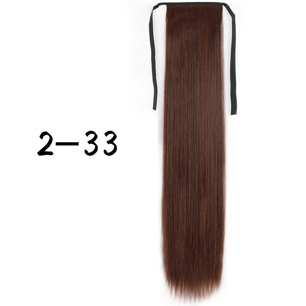 55cm Synthetic Long Straight Wrap Around Ponytail Clip In Hair Extension