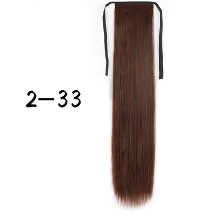 55cm Synthetic Long Straight Wrap Around Ponytail Clip In Hair Extension