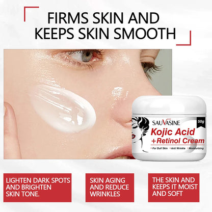 50g Kojic Acid Face Cream + 30ml Facial Serum Fade Dark Spots Brightening Skin Whitening Cream