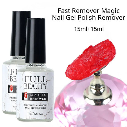 2pcs Magic Remover Nail Gel Polish Fast Remover Gel Polish 15ML Soak Off UV LED Cleaner Function Gel Remove Manicure Tool