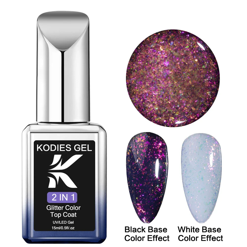 Sparkling Glitter Top Coat No Wipe 15ML