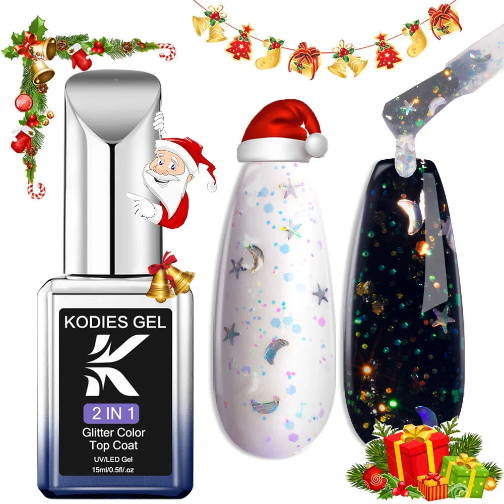 Sparkling Glitter Top Coat No Wipe 15ML