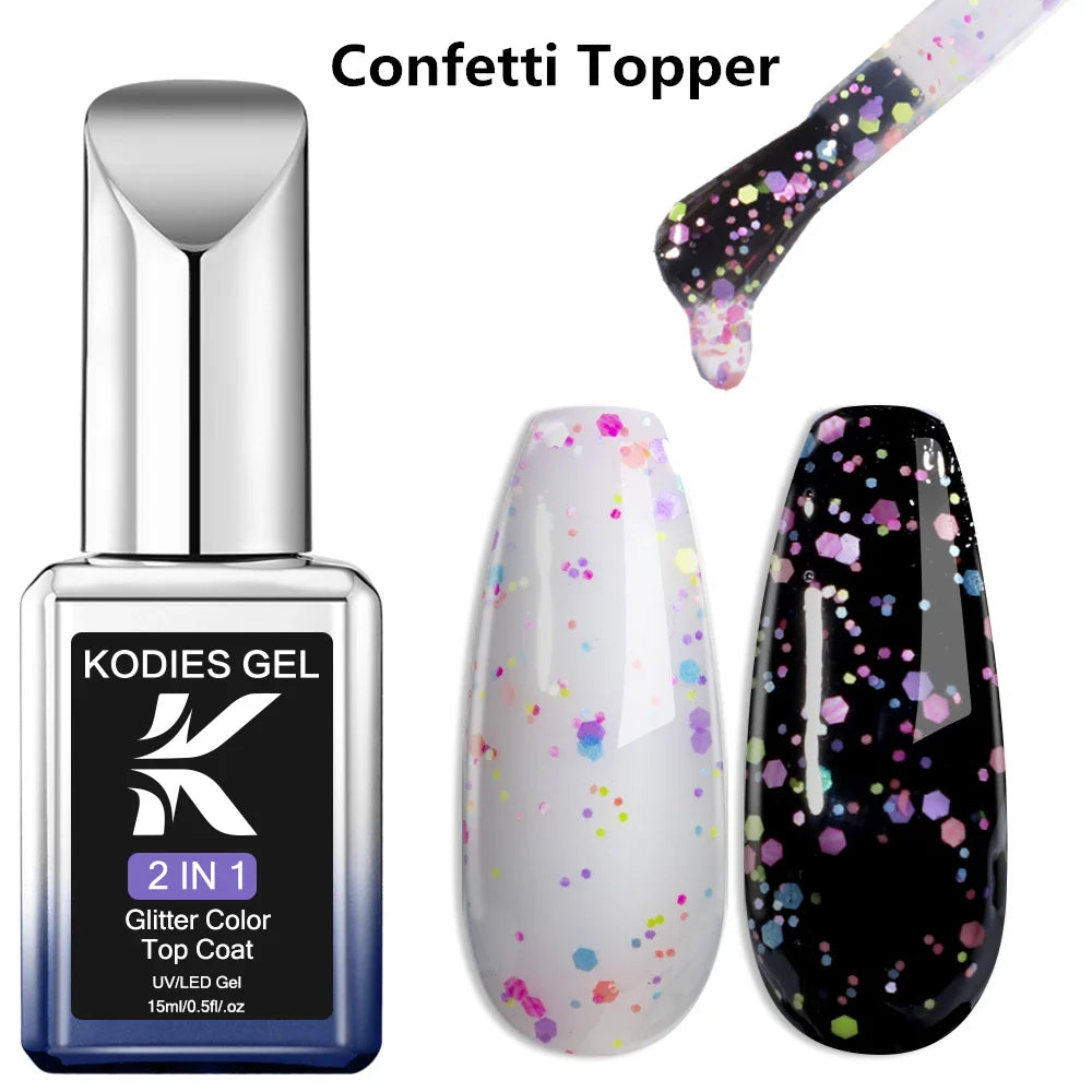 Sparkling Glitter Top Coat No Wipe 15ML