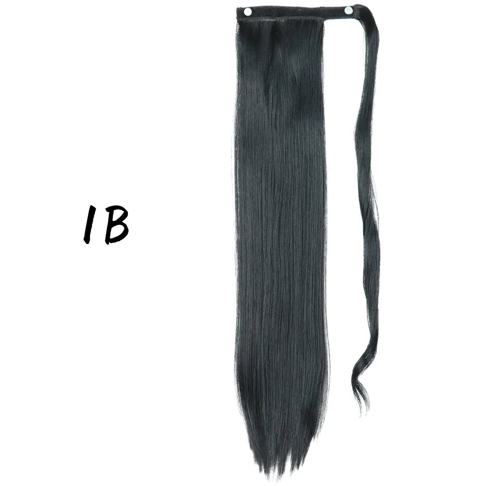 55cm Synthetic Long Straight Wrap Around Ponytail Clip In Hair Extension