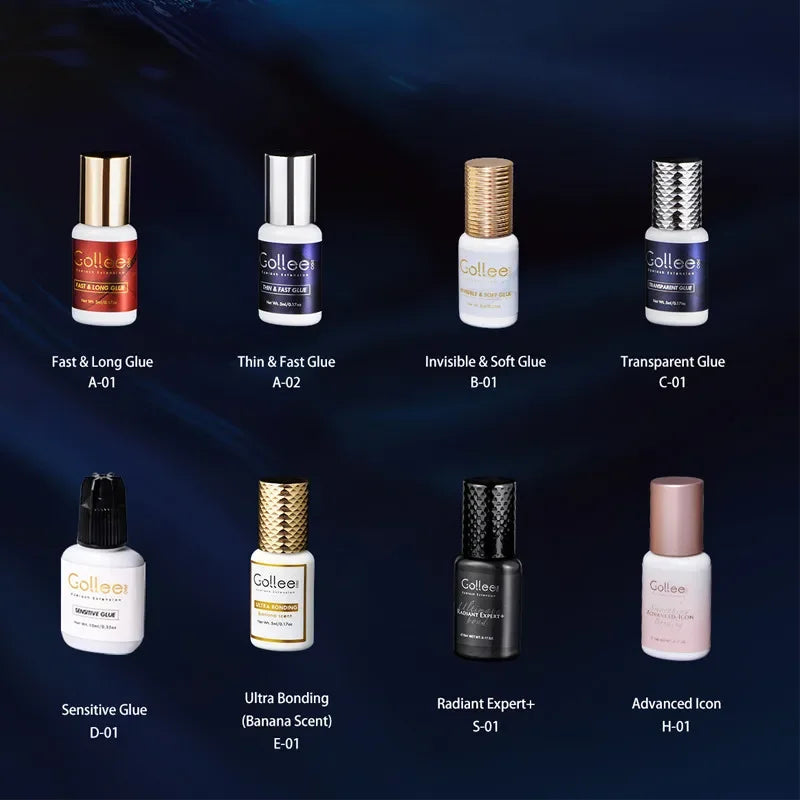 Gollee 5ml Eyelash Extension Glue 0.5 Second Fast Drying False Eye Lash Extension Glue Gollee Super Bonder Eyelash Glue Primer