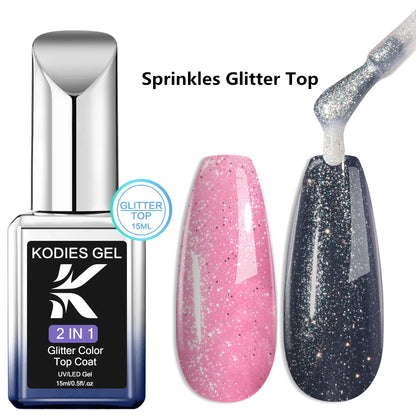 Sparkling Glitter Top Coat No Wipe 15ML