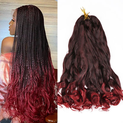 Fransk lockigt Virkat Flätning Hår Syntetiskt Lösvåg Ombre