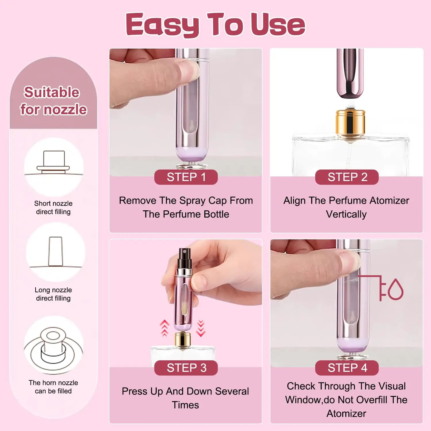 4-Pack Pocket Parfym Dispenser - Resepartyfflaska Återfyllbar 5ml