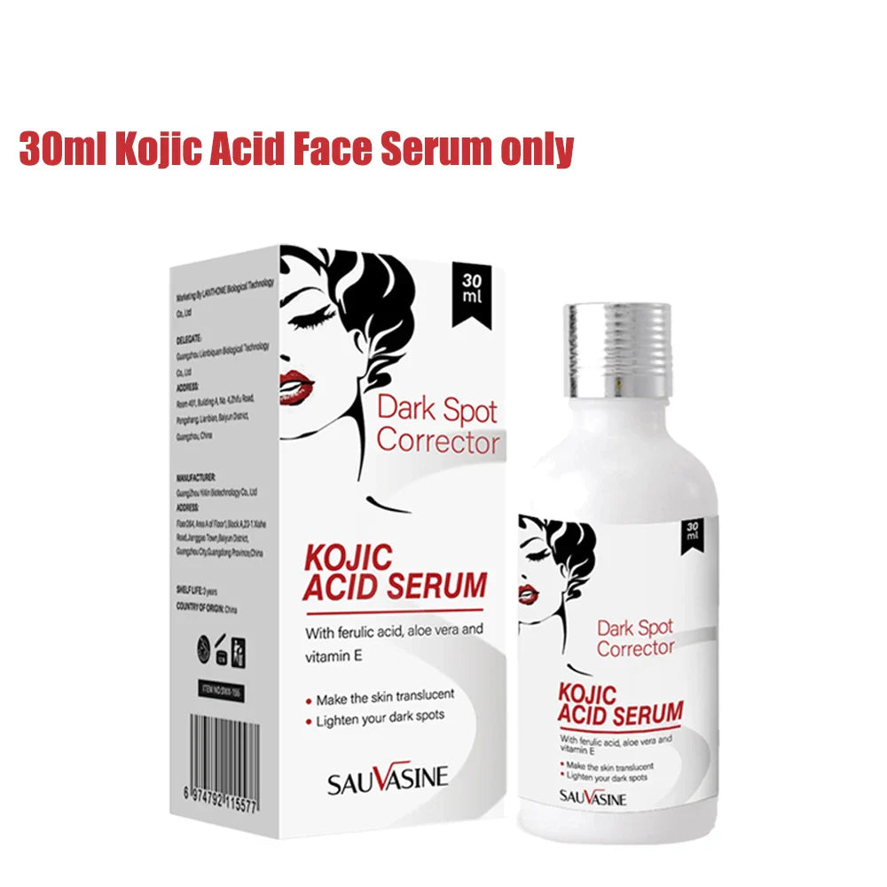 50g Kojic Acid Face Cream + 30ml Facial Serum Fade Dark Spots Brightening Skin Whitening Cream