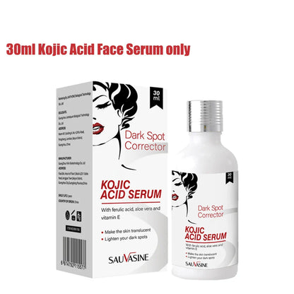 50g Kojic Acid Face Cream + 30ml Facial Serum Fade Dark Spots Brightening Skin Whitening Cream