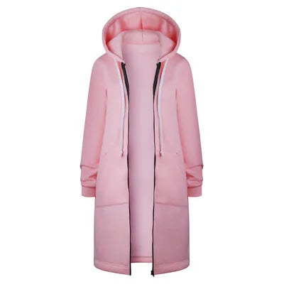 Women's Casual Versatile Mid Length Hooded Long Sleeve Hoodie Winter Jacket