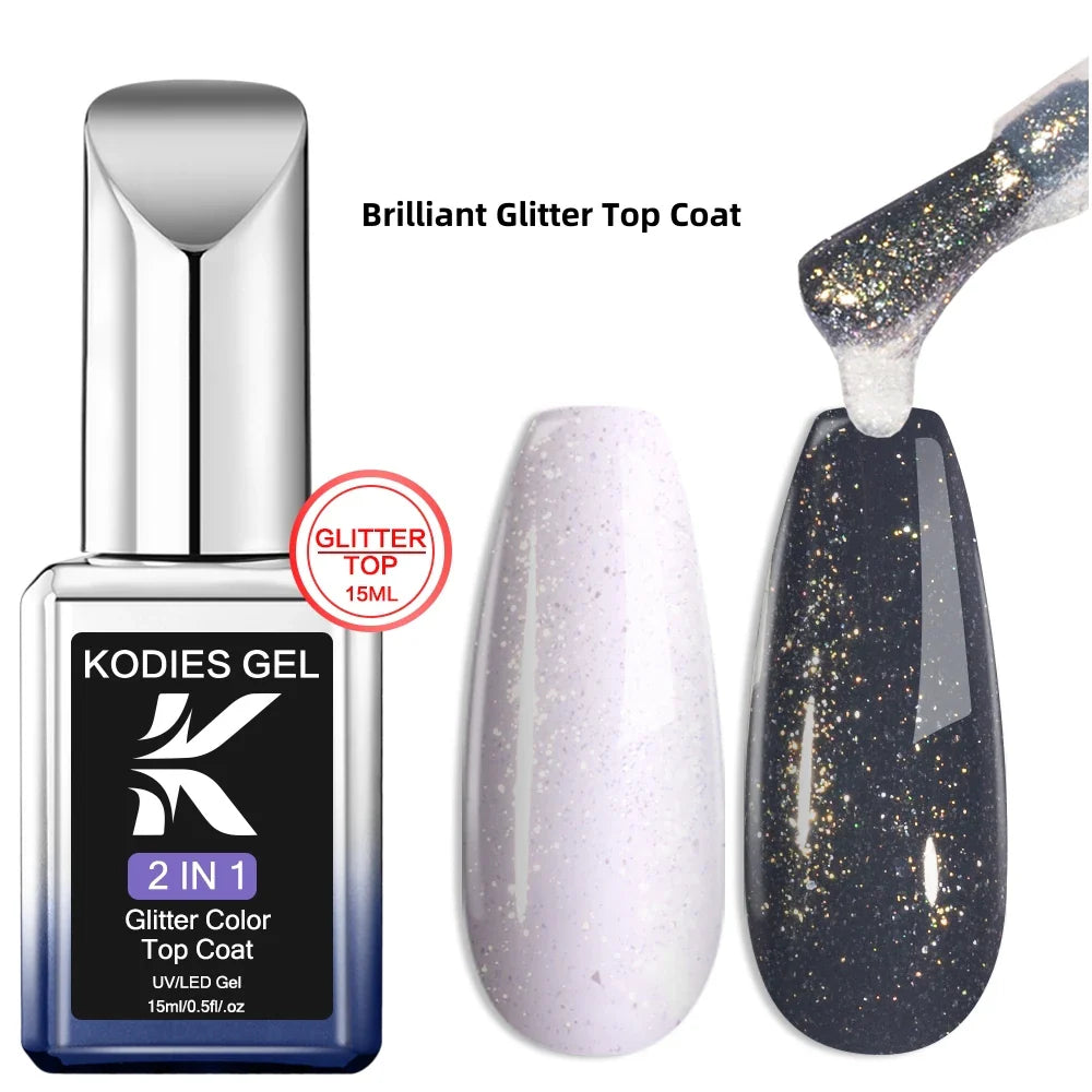 Sparkling Glitter Top Coat No Wipe 15ML