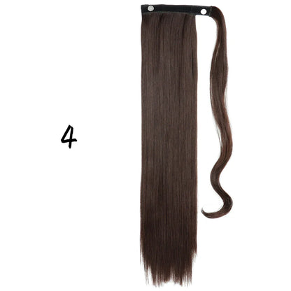 55cm Synthetic Long Straight Wrap Around Ponytail Clip In Hair Extension