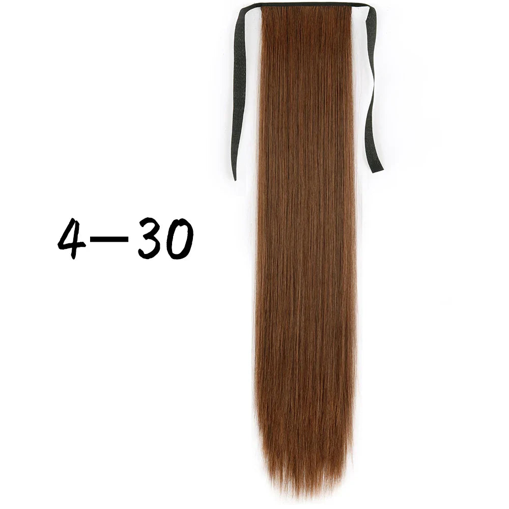 55cm Synthetic Long Straight Wrap Around Ponytail Clip In Hair Extension