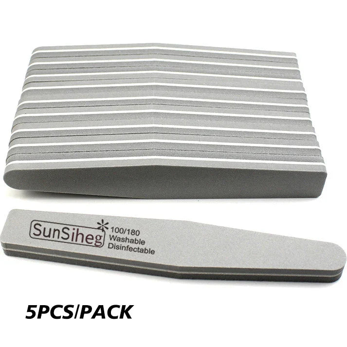 5 PCS/LOT Professional Nail Files Nail Buffer 100/180 Grit Sanding Polishing Grinding Manicure Nail Art Tools 6 Colors
