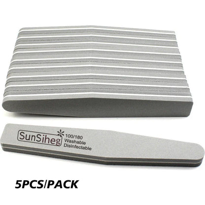 5 PCS/LOT Professional Nail Files Nail Buffer 100/180 Grit Sanding Polishing Grinding Manicure Nail Art Tools 6 Colors