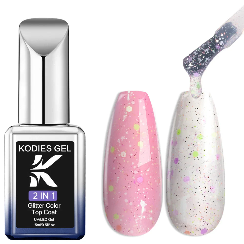 Sparkling Glitter Top Coat No Wipe 15ML