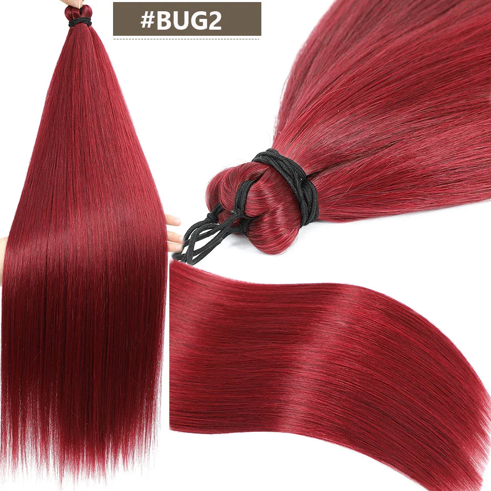 28 Inch Straight Hair Bundles Synthetic Braiding Hair