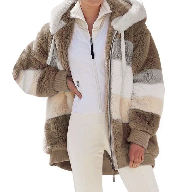 Large Jacket for Women New Autumn Winter Warm Plush Pocket