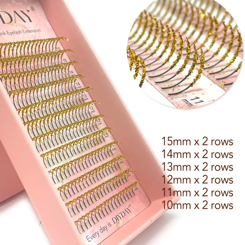 Mixed Glitter Colored Eyelashes Individual Premade Russian Volume Fans Glitter Lashes Extension Wholesale for Halloween