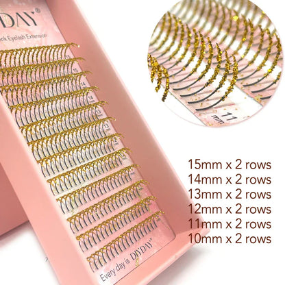 Mixed Glitter Colored Eyelashes Individual Premade Russian Volume Fans Glitter Lashes Extension Wholesale for Halloween