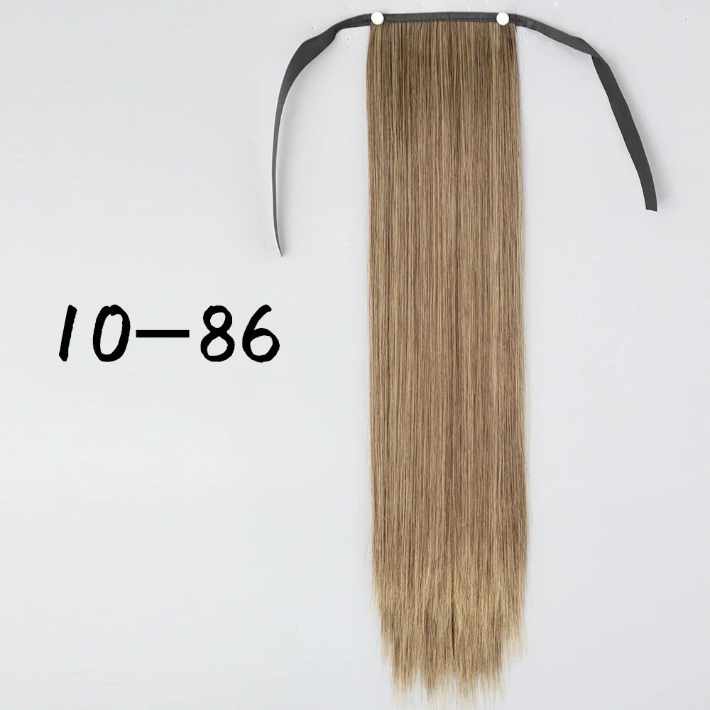 55cm Synthetic Long Straight Wrap Around Ponytail Clip In Hair Extension