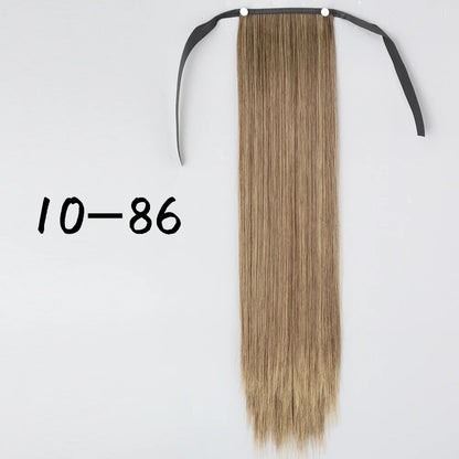 55cm Synthetic Long Straight Wrap Around Ponytail Clip In Hair Extension