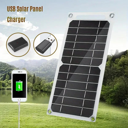 30W Solar Panel With USB Waterproof Outdoor Hiking and Camping Portable Battery Mobile Phone Charging Bank Charging Panel 6.8V