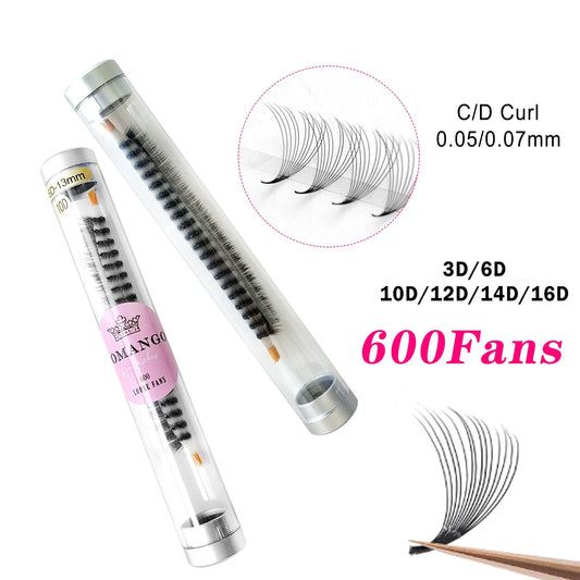 600 Fans Pre made Volume Fan C/D Curl 8-15MM