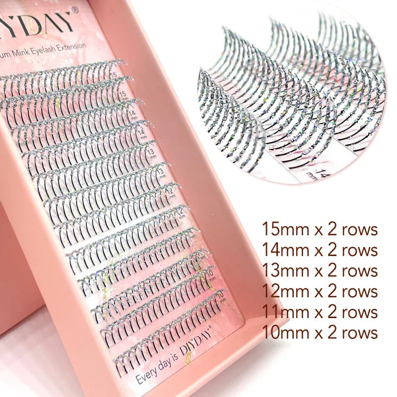 Sliver Golden Glitter Eyelash Extension Handmade Shinning Colored False Lashes Cosplay Fluffy Eyelashes for Makeup Beauty