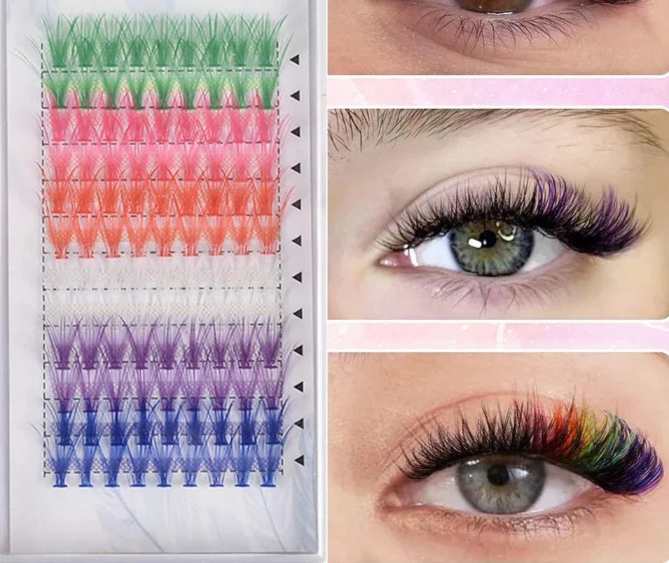 Mix Colored 20/30/40D Color Premade Volume Fans Lash Extensions Ready Russian Volume Colored Eyelashes Wholesale Makeup Cilias