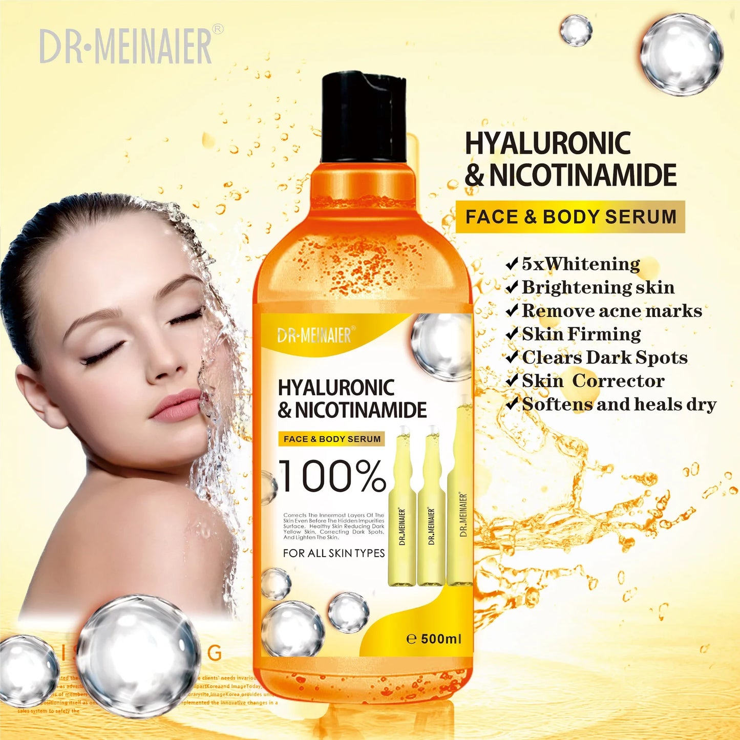500ML Vitamin C AHA HYALURONIC &amp; NICOTINAMIDE Face Serum