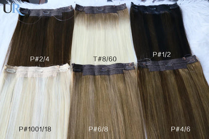 24" human hair extension straight invisible halo wire clip in human hair extension