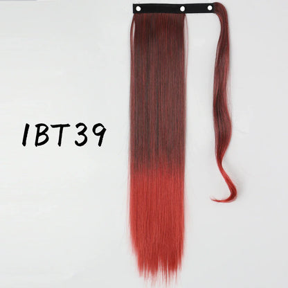 55cm Synthetic Long Straight Wrap Around Ponytail Clip In Hair Extension