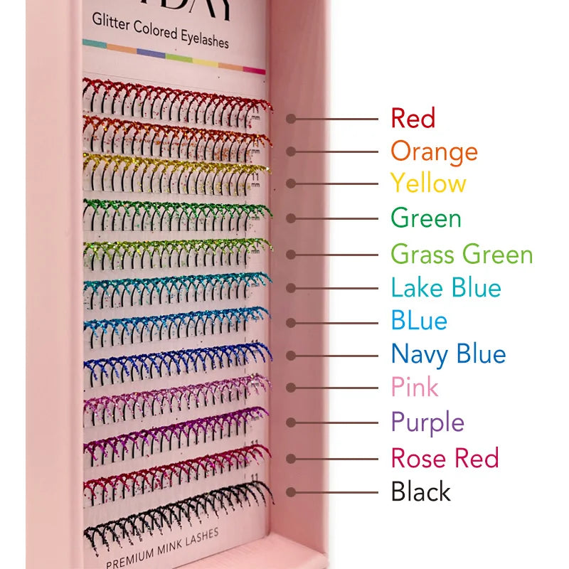 Sliver Golden Glitter Eyelash Extension Handmade Shinning Colored False Lashes Cosplay Fluffy Eyelashes for Makeup Beauty