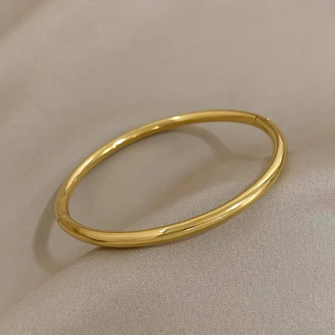 Titanium Steel Bracelet in Stainless Steel Inlaid with Zircon, Gold Plated 
