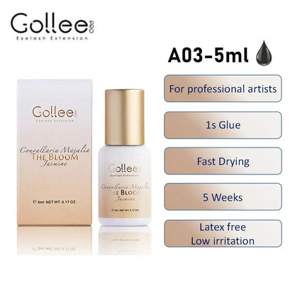 Gollee 5ml Eyelash Extension Glue 0.5 Second Fast Drying False Eye Lash Extension Glue Gollee Super Bonder Eyelash Glue Primer
