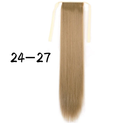 55cm Synthetic Long Straight Wrap Around Ponytail Clip In Hair Extension