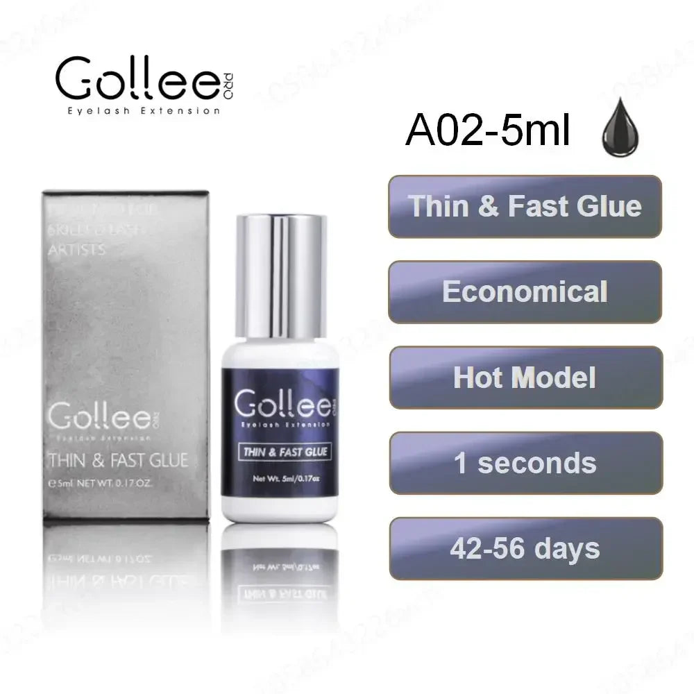Gollee 5ml Eyelash Extension Glue 0.5 Second Fast Drying False Eye Lash Extension Glue Gollee Super Bonder Eyelash Glue Primer