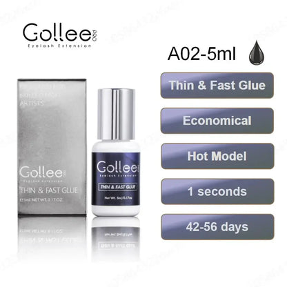 Gollee 5ml Eyelash Extension Glue 0.5 Second Fast Drying False Eye Lash Extension Glue Gollee Super Bonder Eyelash Glue Primer