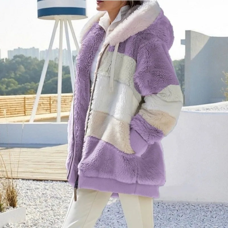 Large Jacket for Women New Autumn Winter Warm Plush Pocket
