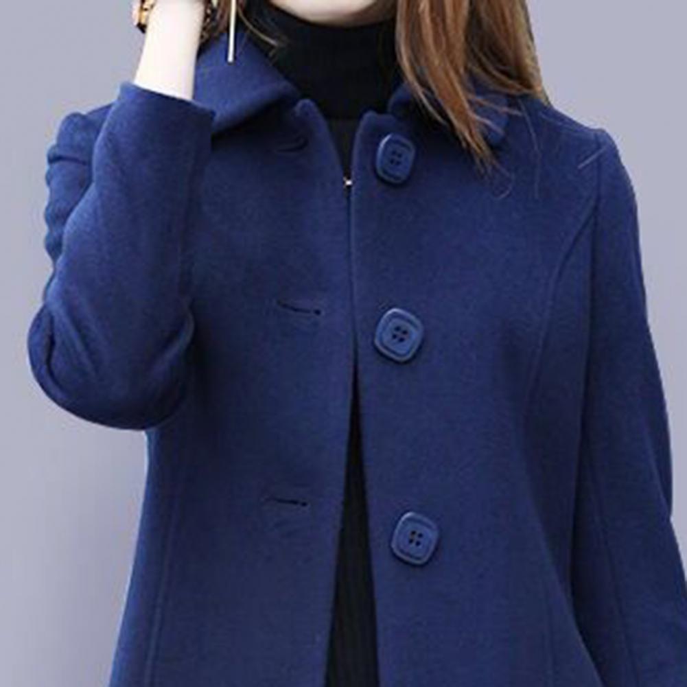 S-4XL Autumn Coat for Women Mid-Length Single-Breasted Solid Color Turn-Down Collar Elegant Soft Warm Winter Jacket