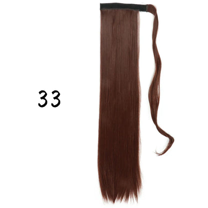 55cm Synthetic Long Straight Wrap Around Ponytail Clip In Hair Extension