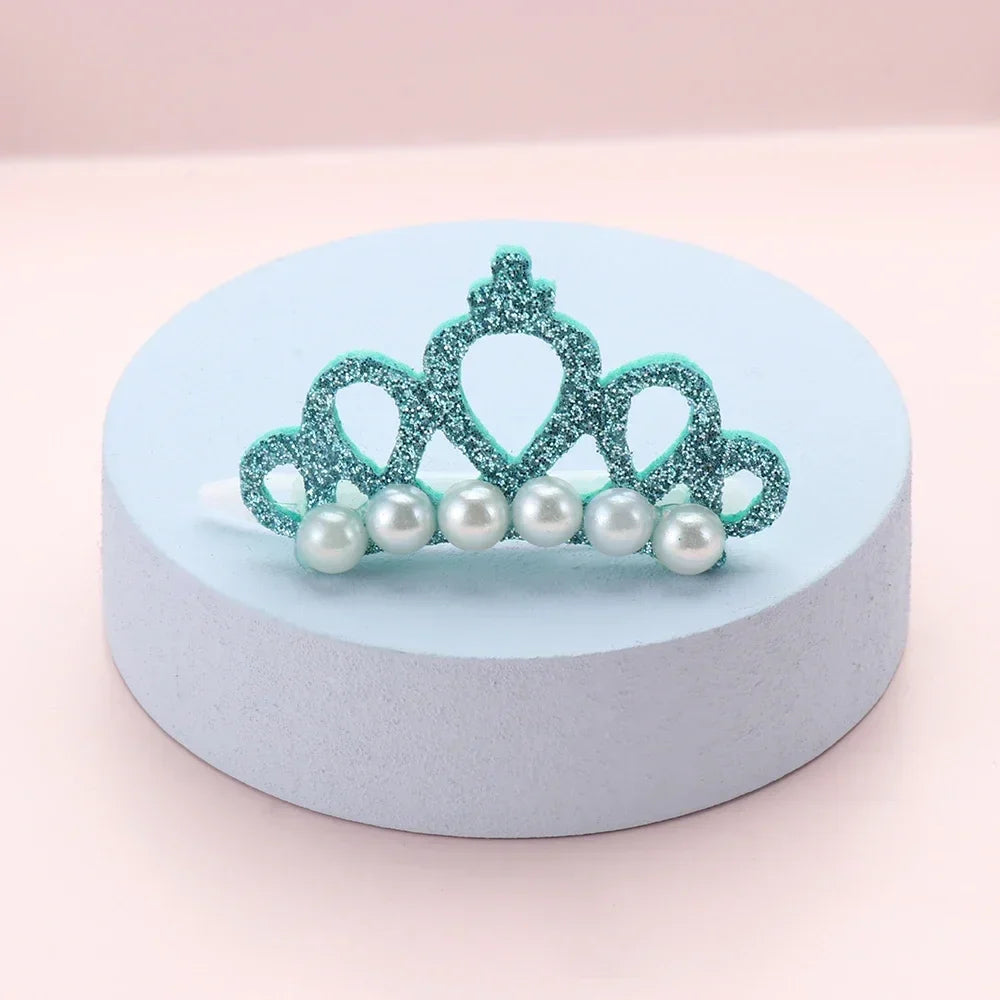 Puppy Fake Pearl Crown Bow Hair Clip Cute Pet Head Decoration