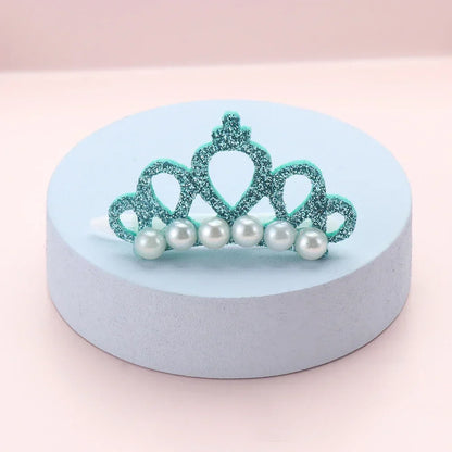 Puppy Fake Pearl Crown Bow Hair Clip Cute Pet Head Decoration