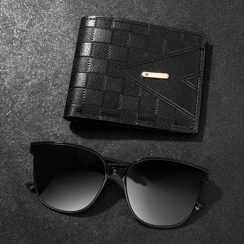 Fashion Men's Watch, Wallet and Glasses – Retro Black 